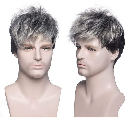 Perruque Cheveux Courts Argentée Pour Homme 