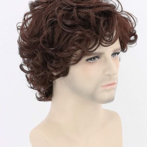 Perruque Courte Boucl�e Marron Fonc�  - 2