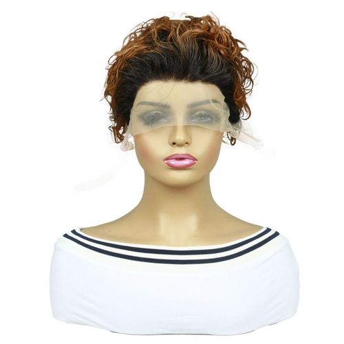 Perruque Cheveux Courts Femme Noire, Naissance Des Cheveux Sans Colle Avec Dentelle 