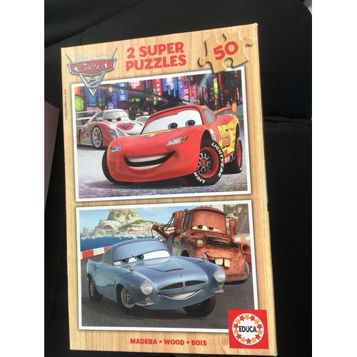 Boîte De 2 Puzzles Cars Disney En Bois