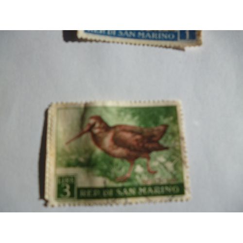 Timbre "République De St Marin :Bécasse".