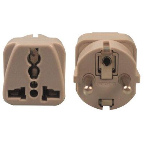 Adaptateur prise 2 P+T male français/femelle britannique Ebénoïd ref 213101420