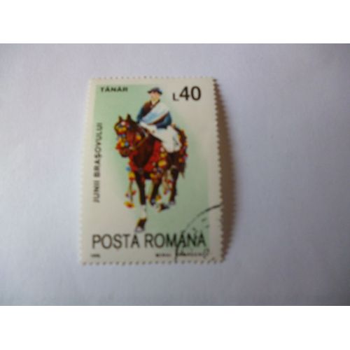 Timbre "Posta Romana :1995 :Cavalier En Costume Régional.".