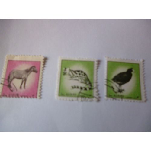 Timbres "Emirats Arabes Unis :Cheval,Ocelot,Poule D'eau."