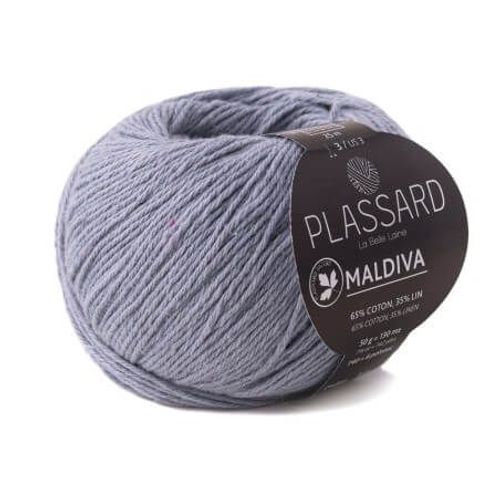 Pelote De Coton Et Lin ? Tricoter Maldiva - Plassard 22 Bleu