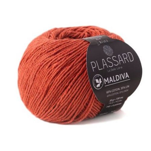 Pelote De Coton Et Lin ? Tricoter Maldiva - Plassard 54 Orange