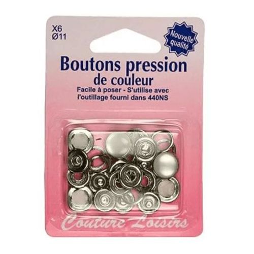 Boutons Pression 11 Mm Couleur Perle - Distrifil Sr Gris