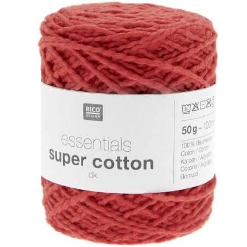 Pelote De Coton À Tricoter Ou Crocheter Essentials Super Cotton Dk - Rico Design 16 Rouge