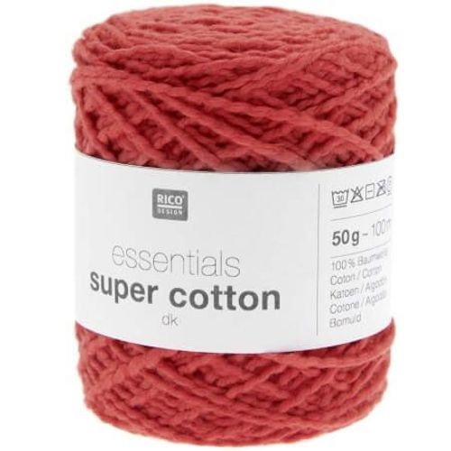 Coton À Tricoter Ou Crocheter Essentials Super Cotton Dk - Rico Design 16 Rouge