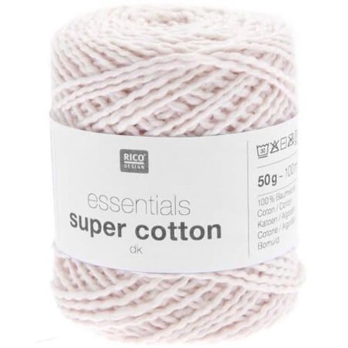 Coton À Tricoter Ou Crocheter Essentials Super Cotton Dk - Rico Design 06 Rose Poudre