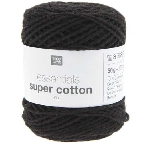 Coton À Tricoter Ou Crocheter Essentials Super Cotton Dk - Rico Design 22 Noir