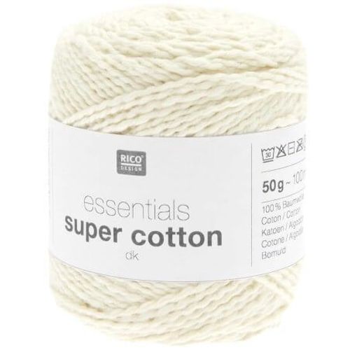 Coton À Tricoter Ou Crocheter Essentials Super Cotton Dk - Rico Design 03ecru Crème