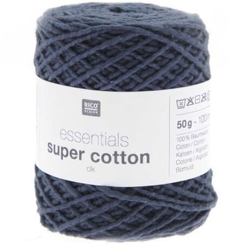Coton À Tricoter Ou Crocheter Essentials Super Cotton Dk - Rico Design 12 Bleu Marine