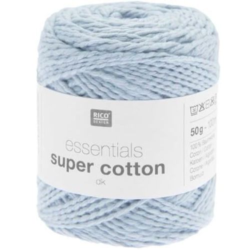 Coton À Tricoter Ou Crocheter Essentials Super Cotton Dk - Rico Design 10 Bleu Clair