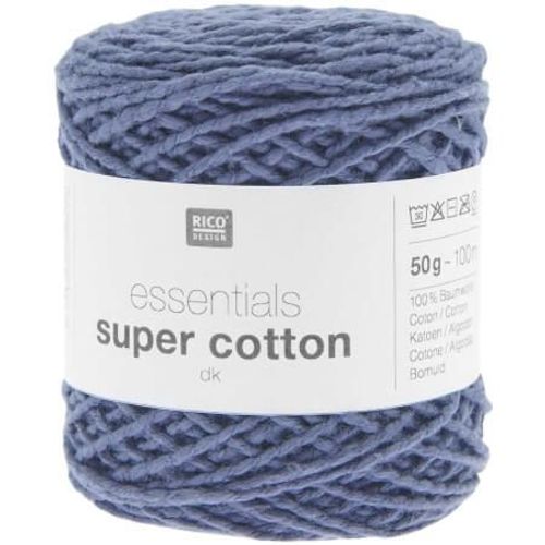 Coton À Tricoter Ou Crocheter Essentials Super Cotton Dk - Rico Design 11 Bleu