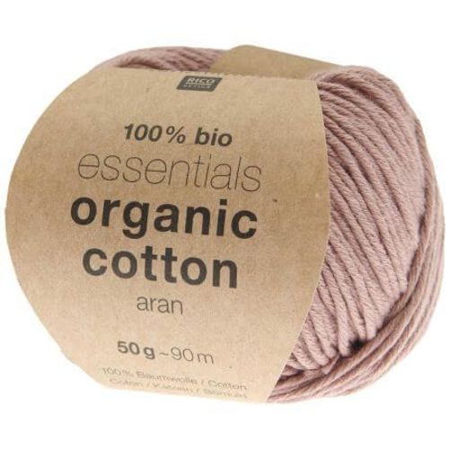 Coton ? Tricoter Essentials Organic Cotton Aran - Rico Design 34 Rose Baie