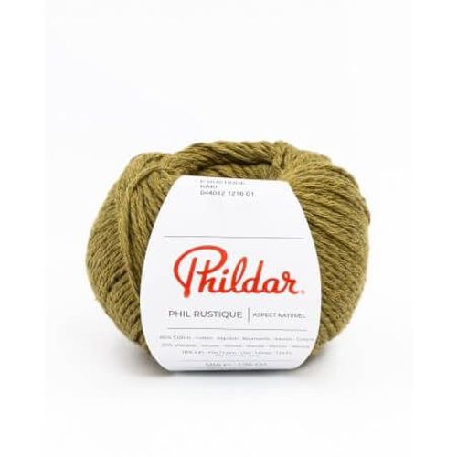 Pelote De Coton Et Lin Phil Rustique - Phildar Kaki Vert