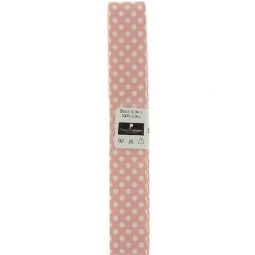 Biais En Coton Motif Pois 1,5m X 20mm - Passion Rubans Rose