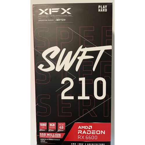 XFX Speedster SWFT 210 Radeon RX 6600 Core Gaming Carte Graphique avec 8GB GDDR6 HDMI 3xDP, AMD RDNA¿ 2 (RX-66XL8LFDQ)