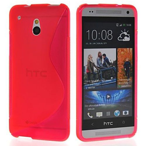 Htc One Mini / M4 : Coque Silicone Gel Tpu Etui Housse Motif Ligne S S-Line Vague Couleur  Rouge
