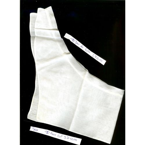 Col Ancien Batiste Blanc : Encolure 54 Cm -Base Col 37 Cm Hauteur 9.5 Cm