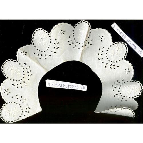 Col Ancien Fil  Brodé Main: Encolure 30 Cm -Base Col 66cm Hauteur 8 Cm