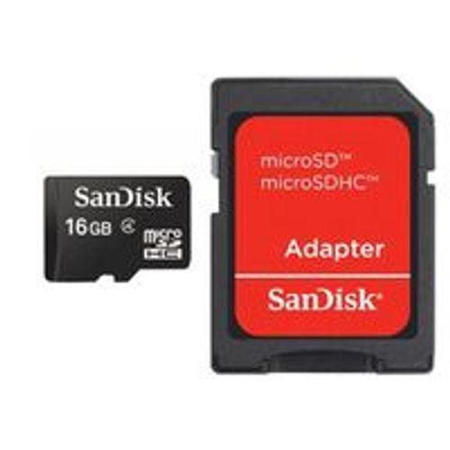 SanDisk - Carte mémoire flash - 16 Go - Class 2 - micro SDHC - noir - pour Motorola DROID X2, FLIPOUT, XPRT; Pantech Crossover