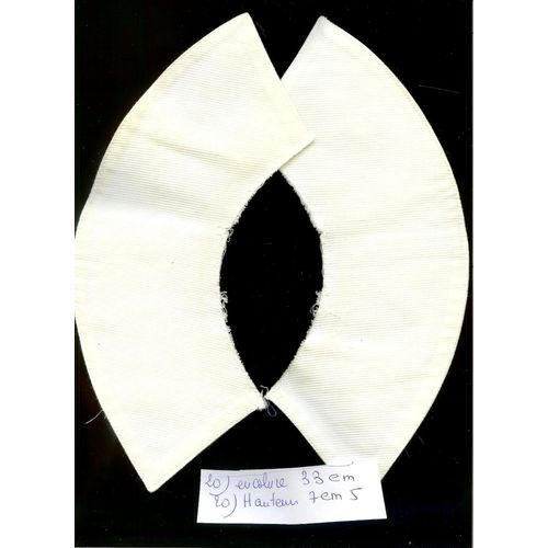 Col Piqué Blanc Années 60  En 2 Partie - Encolure16.5 Cm Hauteur 7.5 Cm