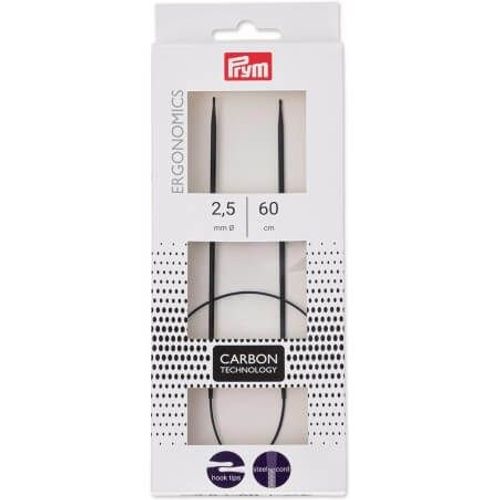 Aiguilles À Tricoter Circulaires Ergonomiques Prym Carbon - 2,5 Mm X 60 Cm - Prym Noir (N°2,5)
