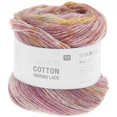 Pelote De Coton Et De Laine Fashion Cotton Merino Lace - Rico Design 02 Rose Pastel