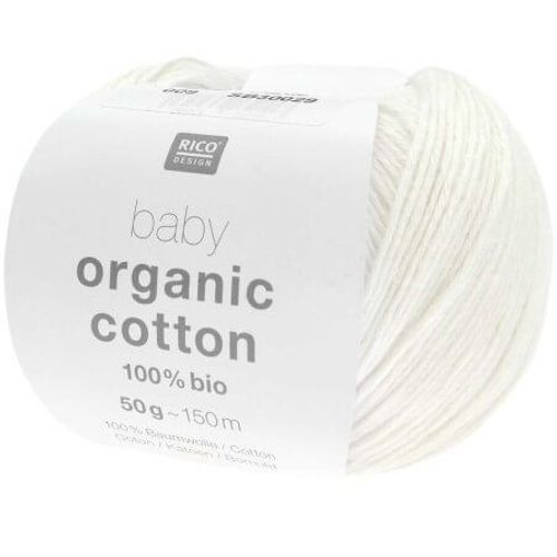 Pelote De Coton Baby Organic Cotton - 100% Bio - Rico Design 09 Blanc
