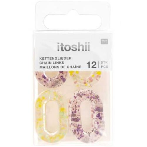 Lot De 12 Maillons De Chaîne Eclaboussure Itoshii - 19 X 31 X 5 Mm - Rico Design 600380 Mélange Arc-En-Ciel