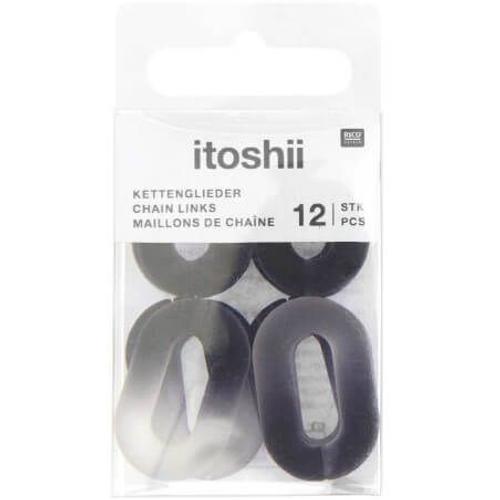 Lot De 12 Maillons De Chaîne Mat Itoshii - 19 X 31 X 5 Mm - Rico Design Noir/Transparent