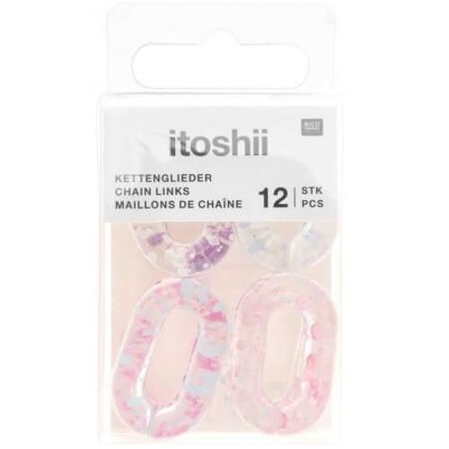 Lot De 12 Maillons De Chaîne Eclaboussure Itoshii - 19 X 31 X 5 Mm - Rico Design 600379 Mélange Pastel