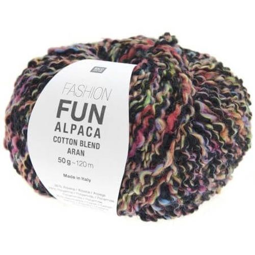 Pelote D'alpage Et De Coton À Tricoter Fashion Fun Alpaca Cotton Blend Aran - Rico Design 006 Multicolor Noir