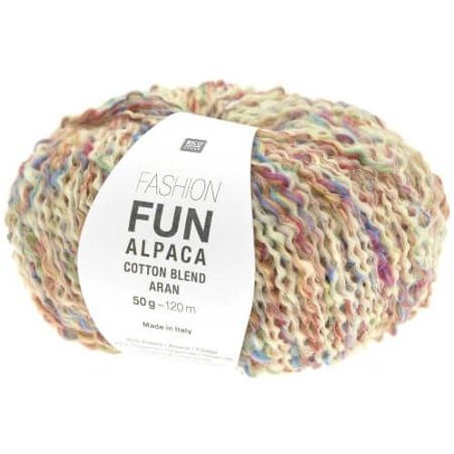 Pelote D'alpage Et De Coton À Tricoter Fashion Fun Alpaca Cotton Blend Aran - Rico Design 001 Multicolor Blanc
