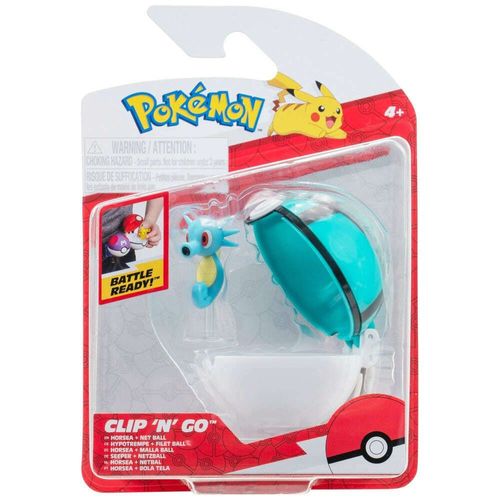 Pokémon Clip N Go Horsea 2inch Figure And Net Ball