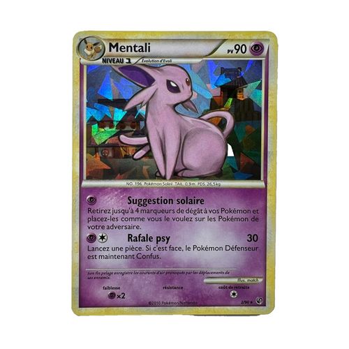 Carte Pokémon Mentali Holographique Brillante | 90pv 2/90 Année 2010 Fr