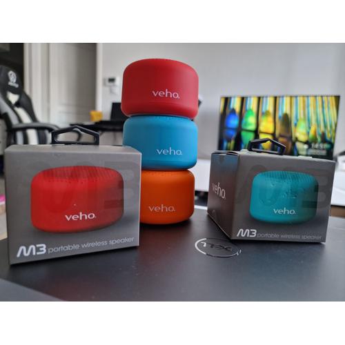 Veho Enceinte sans Fil Bluetooth M3 | Portable | Bluetooth V5.0 | Haut-Parleur de Voyage | Connectivité Filaire 3,5 mm | Bleu | (VSS-603-M3-B)