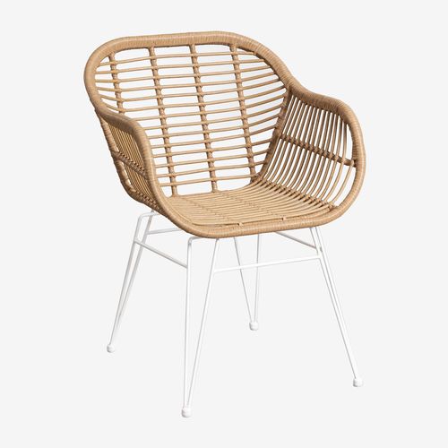 Lot De 2 Chaises De Salle À Manger En Rotin Synthétique Zole Blanc