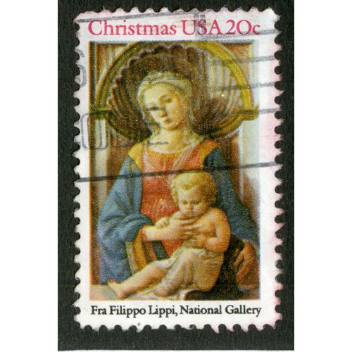 Timbre Oblitéré Usa Christmas, Fra Filippo Lippi, National Gallery, 20 C