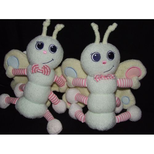 Papillon Abeille Luminou Doudou Fluorescent A Grelot Peluche De 20 Cm Lot De 2