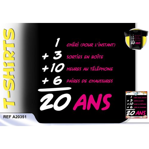 T-Shirt Anniversaire Addition 20 Ans Femme