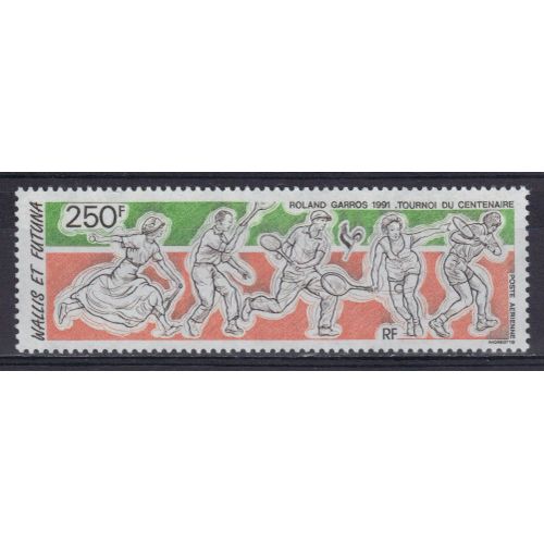 Wallis Et Futuna 1991 Poste Aerienne : "Roland Garros 1991" : Tournoi Du Centenaire Des Internationaux De France De Tennis - Timbre 250 F. Vert, Noir Et Orange Neuf ** Cote 9 ¿