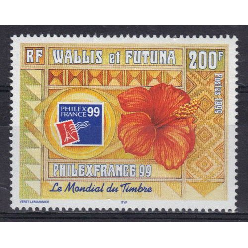 Wallis Et Futuna 1999 : "Philexfrance 99" : Exposition Philatélique Internationale À Paris : Composition Avec Le Logo Et Une Fleur D'hibiscus - Timbre 200 F. Neuf **