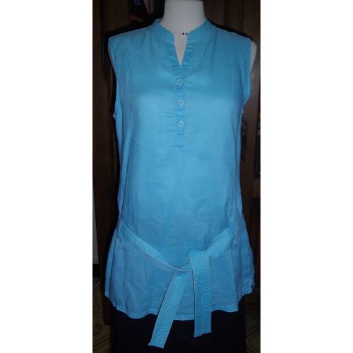Tunique Sans Manches Etam Bleu T.40 + Ceinture Coordonnée