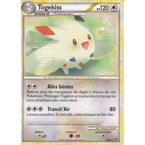 Carte Pokemon - Togekiss - 9/90 - Rare - 120 Pv - Heartgold Soulsilver Indomptable -