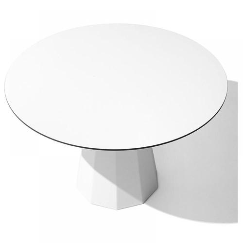 Table Repas Rond 4 Couverts Dix Base Métal Plateau Laqué Blanc