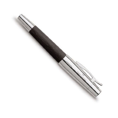 Faber-Castell E-Motion / 148220 Stylo Plume M Bois/Métal Chromé Noir