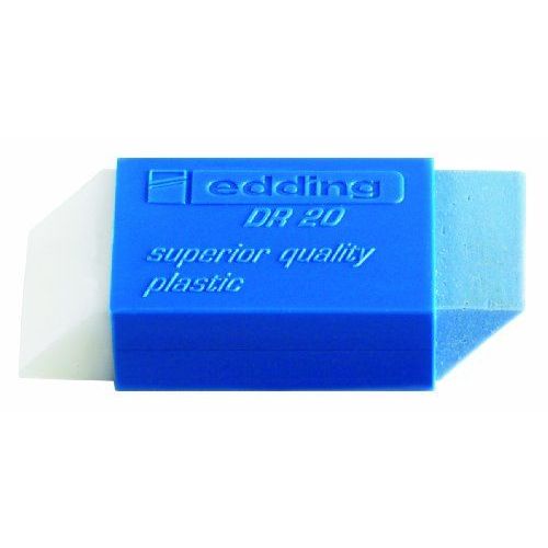 Edding E-Dr20 Boîte De 20 Gommes En Synthétique Pour Crayon De Bois/Encre 1 Coté Blanc/1 Coté Bleu